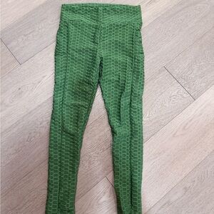 Green Textured Leggings